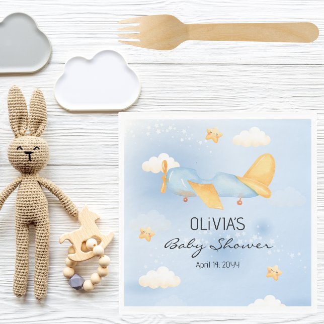 Airplane,Clouds & Stars, Blue, Baby Boy,Cute  Napkin (Creator Uploaded)