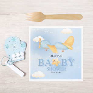 Airplane,Clouds & Stars, Blue, Baby Boy,Cute Napkin