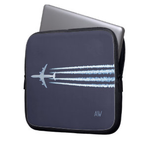 Airplane Contrails with (or without) Initials Laptop Sleeve