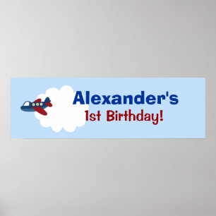 Airplane Custom Birthday Banner Poster Print