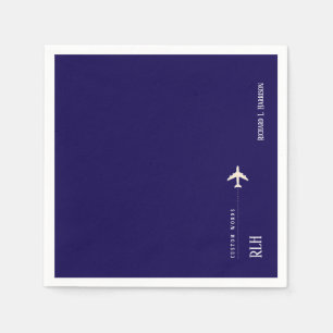 Airplane Dark-Blue Personalized Napkin