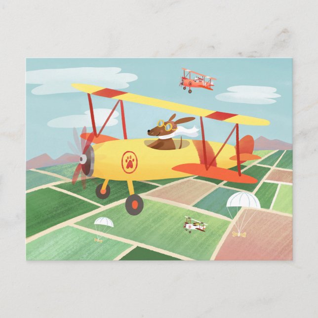 Airplane Delivery Dogs Postcard (Front)