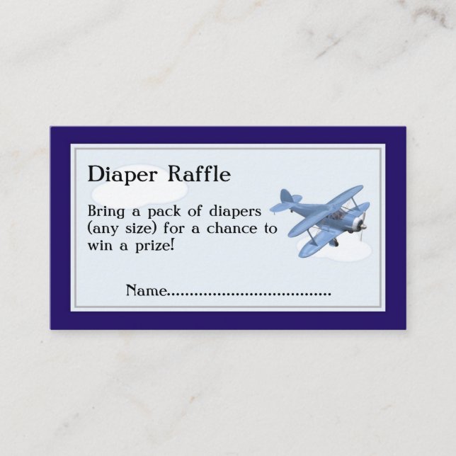 Airplane Diaper Raffle Tickets, Clouds and Sky Enclosure Card (Front)