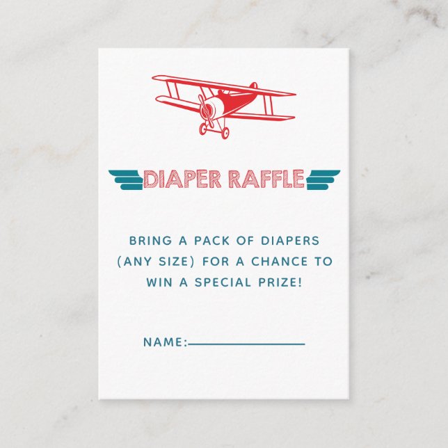 Airplane Diaper Raffle Tickets Enclosure Card (Front)