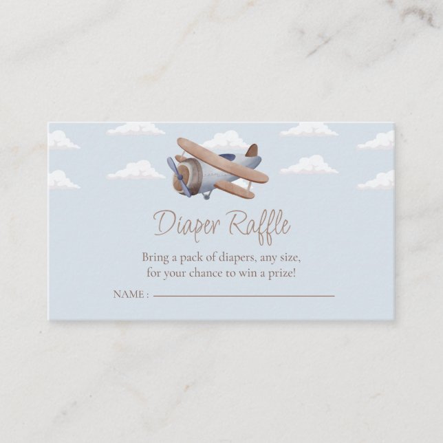 Airplane Diaper Raffle,  Travel Baby Shower  Enclosure Card (Front)