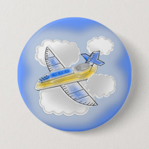 Airplane Dimensional 3 Inch Round Button