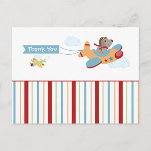 Airplane dog pilot boy's thank you postcard