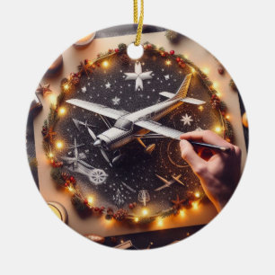 Airplane Drawing Christmas Ornament