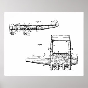 Airplane Drawing Poster