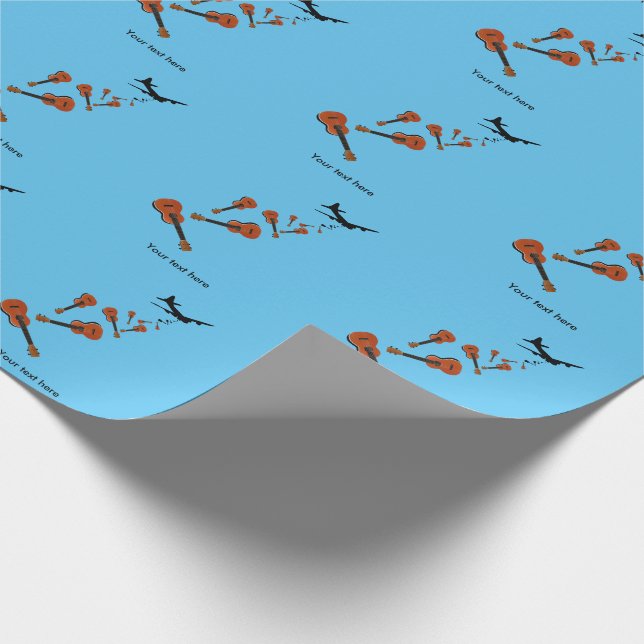 Airplane Dropping Ukuleles Wrapping Paper (Corner)