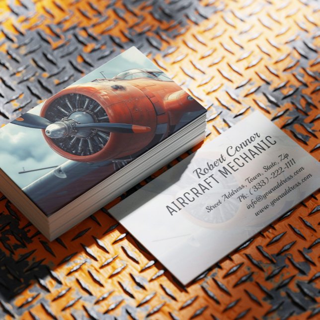 Airplane Engine Aircraft Mechanic Vintage Plane Business Card (Perfect for business)