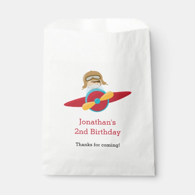Airplane Favour Bags with Pilot Personalized (Front)