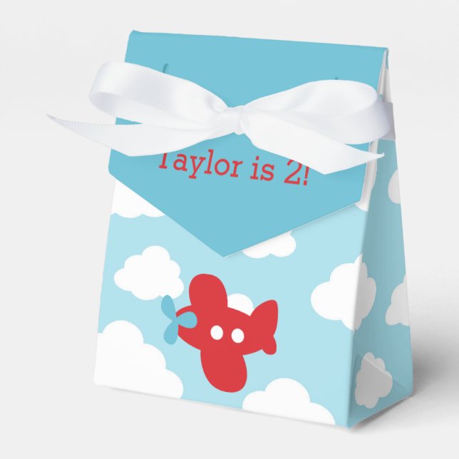 Airplane Favour Box (Blue and Red) (Front Side)