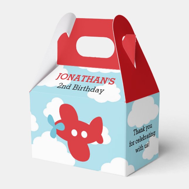 Airplane Favour Boxes (Blue & Red) (Front Side)