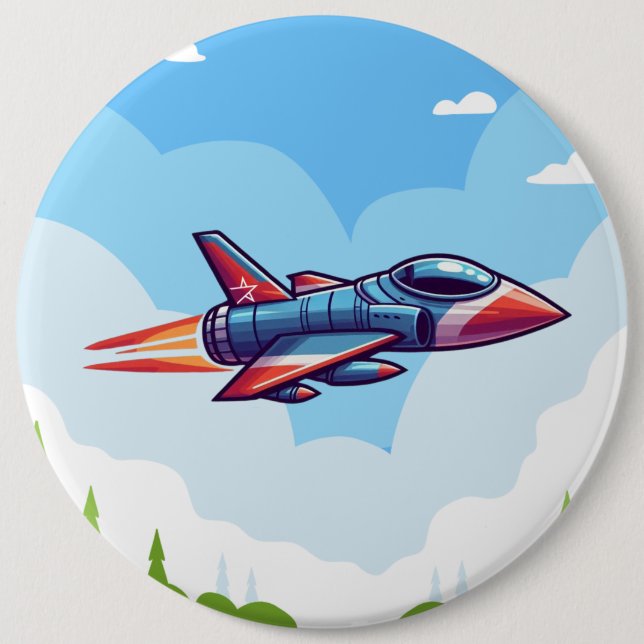 airplane/fighter jet 6 inch round button (Front)