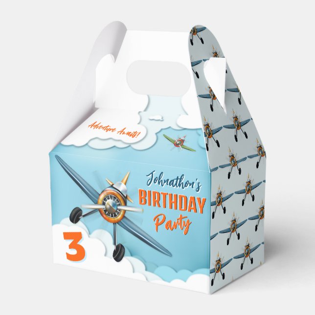 Airplane Fighter Pilot Birthday Favor Box (Front Side)