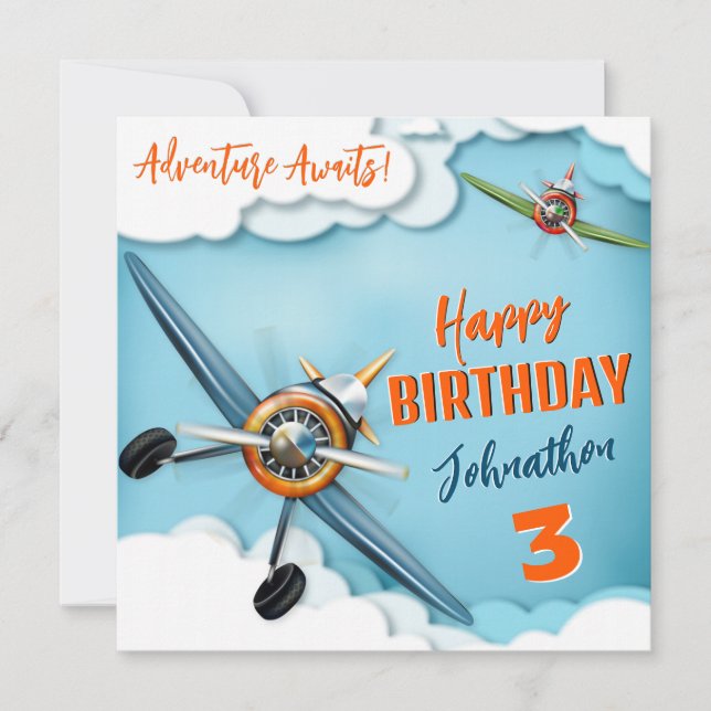 Airplane Fighter Pilot Boy Birthday (Front)