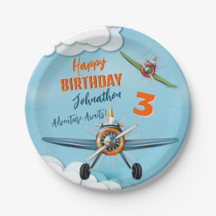 Airplane Fighter Pilot Boy Birthday Paper Plate