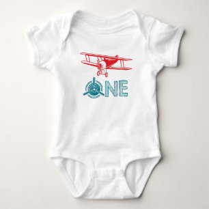Airplane First Birthday Baby Bodysuit