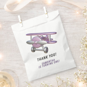 Airplane First Birthday Thank you Favour Bag