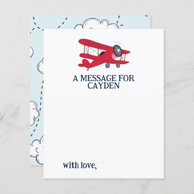 Airplane First Birthday Time Capsule Message Card (Front/Back)