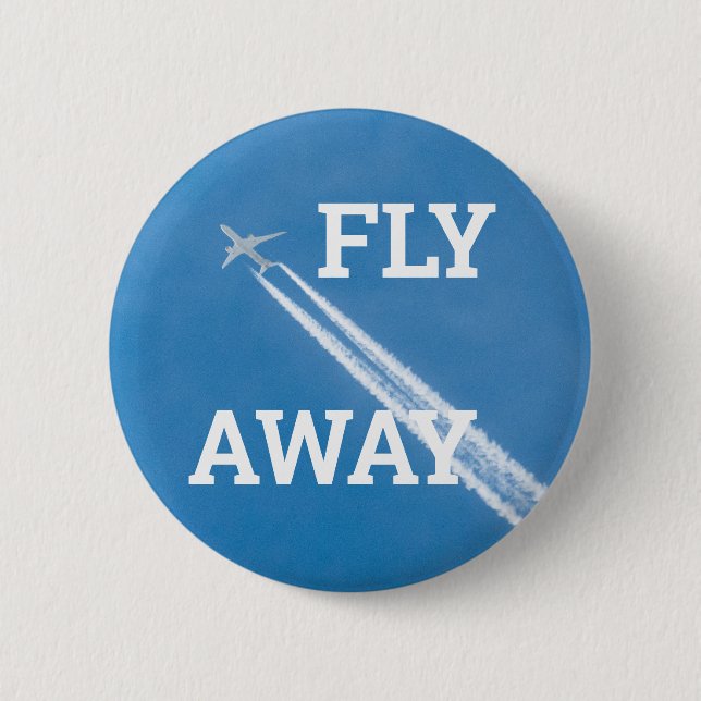 Airplane fly in the blue sky 2 inch round button (Front)