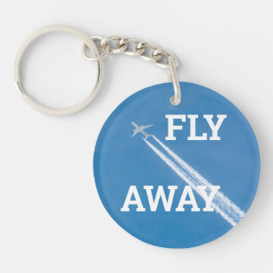 Airplane fly in the blue sky keychain