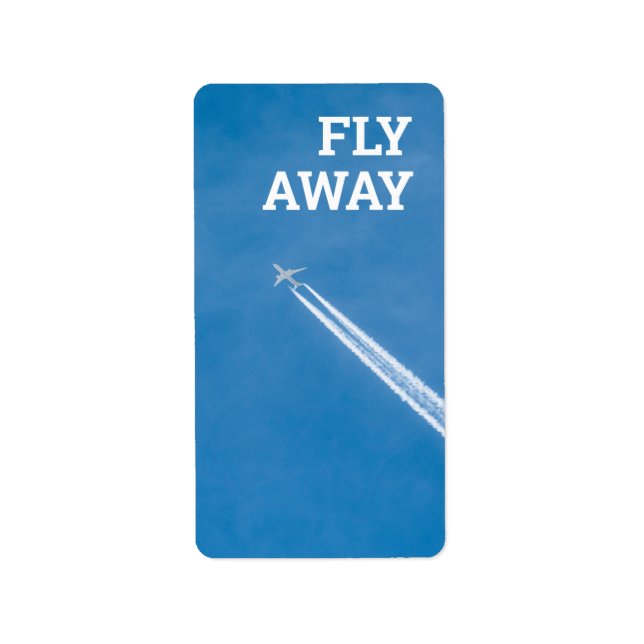 Airplane fly in the blue sky label (Front)