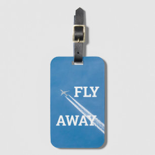 Airplane fly in the blue sky luggage tag