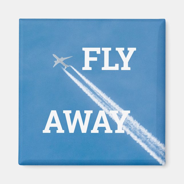 Airplane fly in the blue sky magnet (Front)