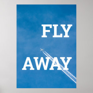 Airplane fly in the blue sky poster