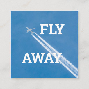 Airplane fly in the blue sky square business card