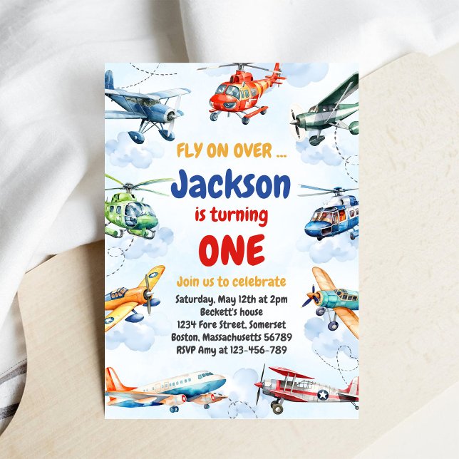 Airplane Fly On Over Boy Birthday Invitation (Creator Uploaded)