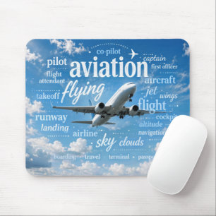 Airplane Flying in a Word Cloud Mouse Pad