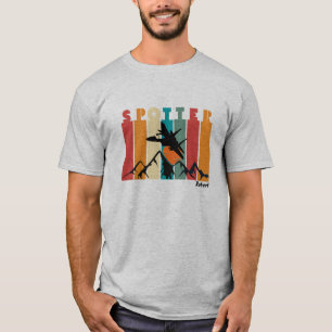 Airplane Flying Over Mountain,Custom Retro,Vintage T-Shirt