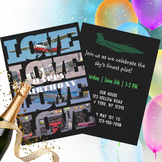 Airplane Flying,Photo Collage,Aviation,Cool Invitation (Creator Uploaded)