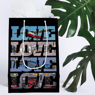 Airplane Flying,Photo Collage,Aviation,Cool Medium Gift Bag