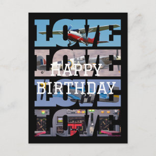 Airplane Flying,Photo Collage,Aviation,Cool Postcard
