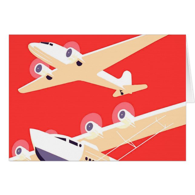 Airplane Flying Vintage WPA Colorful (Front Horizontal)