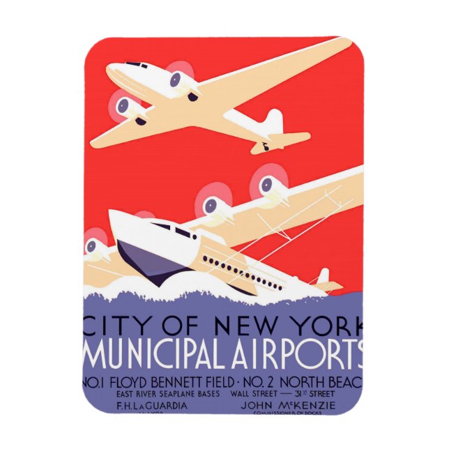 Airplane Flying Vintage WPA Colorful Magnet (Vertical)