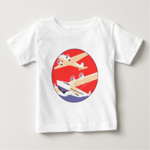 Airplane Flying Vintage WPA Colourful Baby T-Shirt