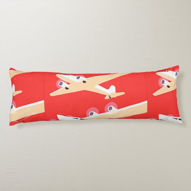 Airplane Flying Vintage WPA Colourful Body Pillow (Back)