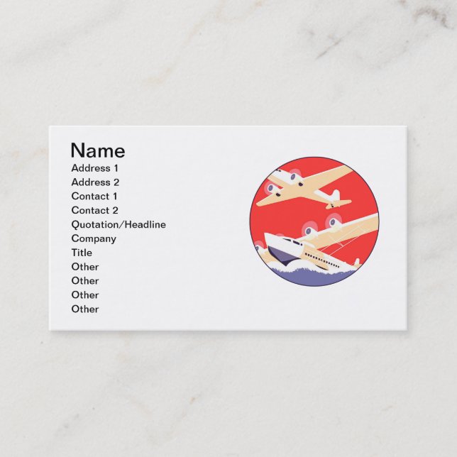 Airplane Flying Vintage WPA Colourful Business Card (Front)