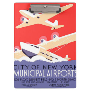 Airplane Flying Vintage WPA Colourful Clipboard