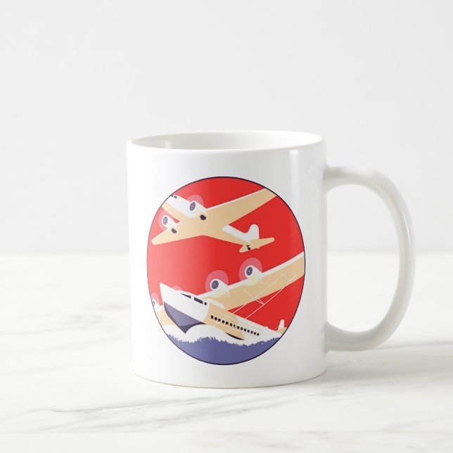 Airplane Flying Vintage WPA Colourful Coffee Mug (Right)