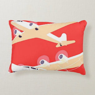 Airplane Flying Vintage WPA Colourful Decorative Pillow