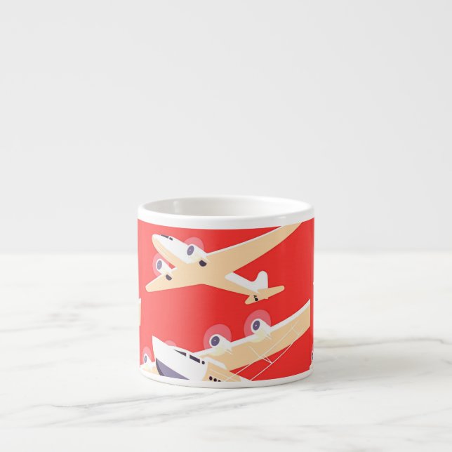 Airplane Flying Vintage WPA Colourful Espresso Cup (Front)