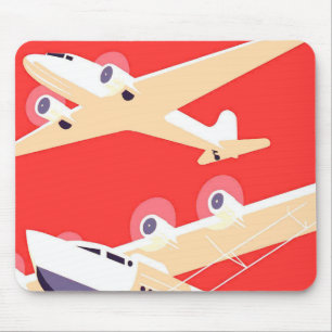 Airplane Flying Vintage WPA Colourful Mouse Pad