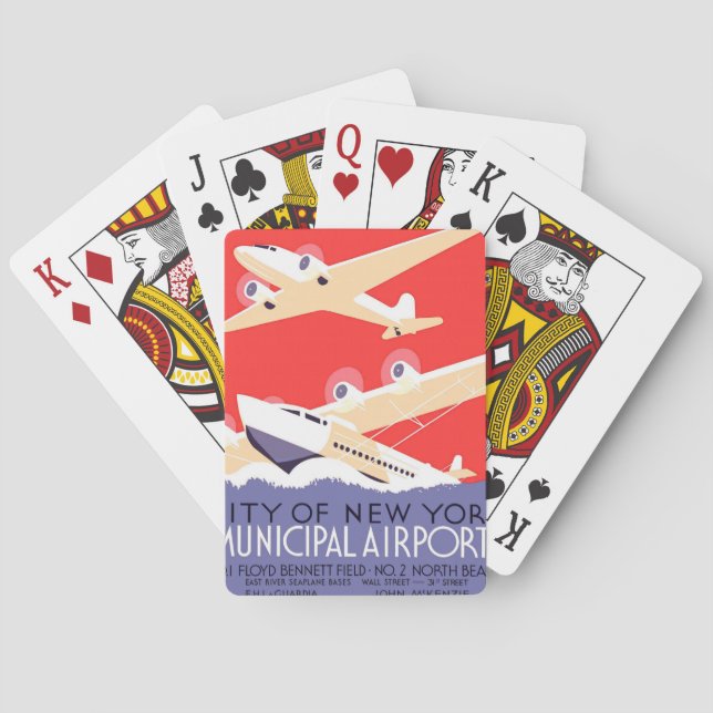 Airplane Flying Vintage WPA Colourful Playing Cards (Back)