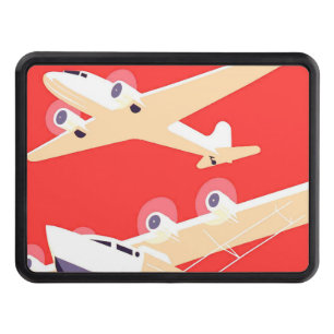 Airplane Flying Vintage WPA Colourful Trailer Hitch Cover